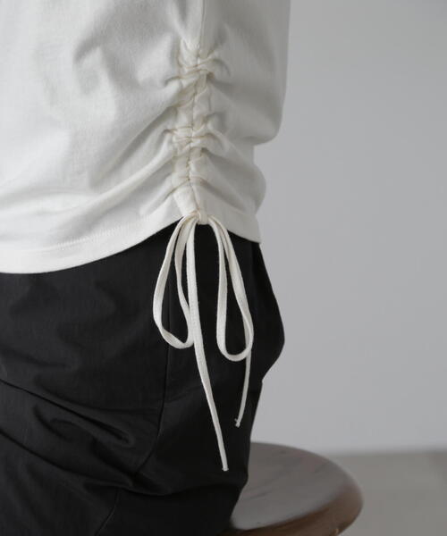 FREE'S MART（フリーズマート）の「◇ドロストラグランTシャツ（Tシャツ/カットソー・レディース・ホワイト/レッド/ブラック・FREE）」の4枚目の写真