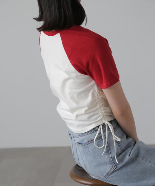 FREE'S MART（フリーズマート）の「◇ドロストラグランTシャツ（Tシャツ/カットソー・レディース・ホワイト/レッド/ブラック・FREE）」の8枚目の写真