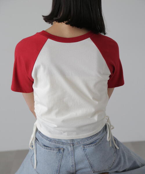 FREE'S MART（フリーズマート）の「◇ドロストラグランTシャツ（Tシャツ/カットソー・レディース・ホワイト/レッド/ブラック・FREE）」の9枚目の写真