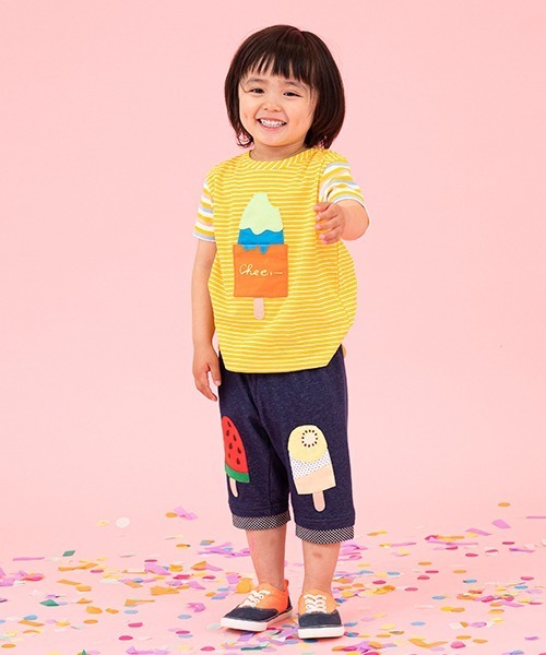 baby cheer（ベイビーチアー）の「ice pop ハーフパンツ（スウェットパンツ・キッズ・サックスブルー/ネイビー・90cm/80ｃｍ/120cm/100cm/110cm）」の2枚目の写真