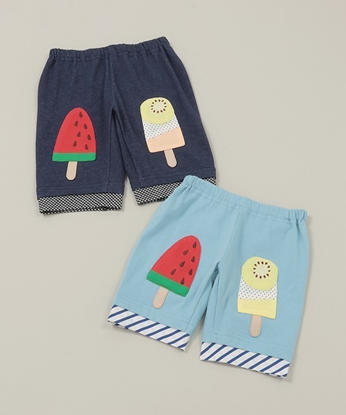 baby cheer（ベイビーチアー）の「ice pop ハーフパンツ（スウェットパンツ・キッズ・サックスブルー/ネイビー・90cm/80ｃｍ/120cm/100cm/110cm）」の3枚目の写真