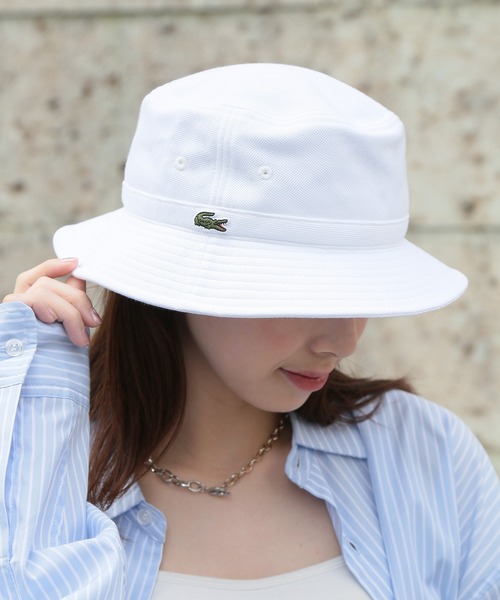 LACOSTE（ラコステ）の「【LACOSTE】鹿の子ロゴバケットハット L1311（ハット・メンズ・ホワイト/ブラック/ネイビー・FREE）」の2枚目の写真