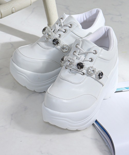LOVEHUNTER(ラブハンター)の「LOVEHUNTER/軽量厚底 ビジュースニーカー(1674)(スニーカー・レディース・ホワイト/ブラック・LL/3L/S/M/L/SS)」の7枚目の写真