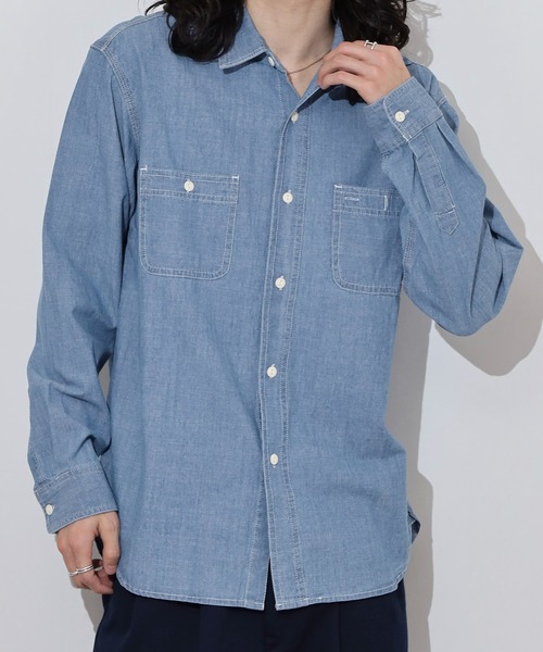 BIG MIKE(ビッグマイク)の「BIGMIKE Chambray L/S Shirts シャンブレークラシック長袖シャツ(シャツ/ブラウス・メンズ・ブラック/ダークインディゴブルー/ライトインディゴブルー/ナチュラル・M/L/XL)」の4枚目の写真