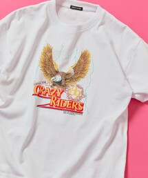 限定展開 キッズ ビッグシルエット プリント クルーネック Tシャツ / バックプリント / KIDS CRAZY RIDERS