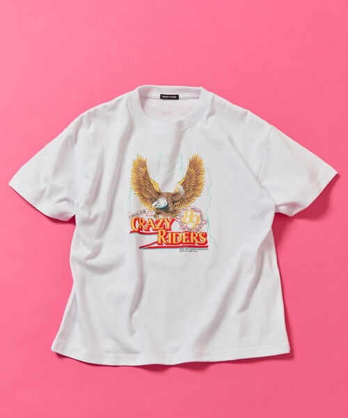 FREAK'S STORE（フリークスストア）の「限定展開 キッズ ビッグシルエット プリント クルーネック Tシャツ / バックプリント /  KIDS CRAZY RIDERS（Tシャツ/カットソー・キッズ・ホワイト/グレー/チャコールグレー・120/130/140/150）」の9枚目の写真
