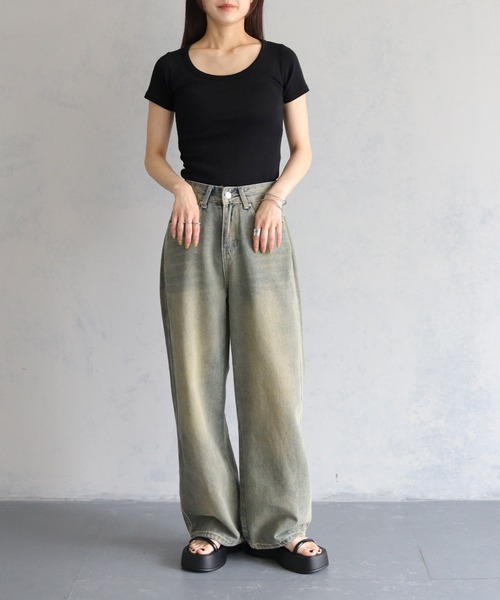 cheriella(シェリエラ)の「【cheriella】UネックベーシックTシャツ(Tシャツ/カットソー・レディース・アイボリー/ブラック/ライトカーキ・FREE)」の19枚目の写真