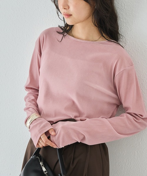 LAVEANGE(ラビアンジェ)の「フロッキーベロアプルオーバー(Tシャツ/カットソー・レディース・ブラック/グレイッシュベージュ/カーキ/アイボリー/ピンク/ブラウン・LL/3L/4L/M/5L)」の6枚目の写真