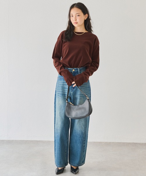 LAVEANGE(ラビアンジェ)の「フロッキーベロアプルオーバー(Tシャツ/カットソー・レディース・ブラック/グレイッシュベージュ/カーキ/アイボリー/ピンク/ブラウン・LL/3L/4L/M/5L)」の22枚目の写真