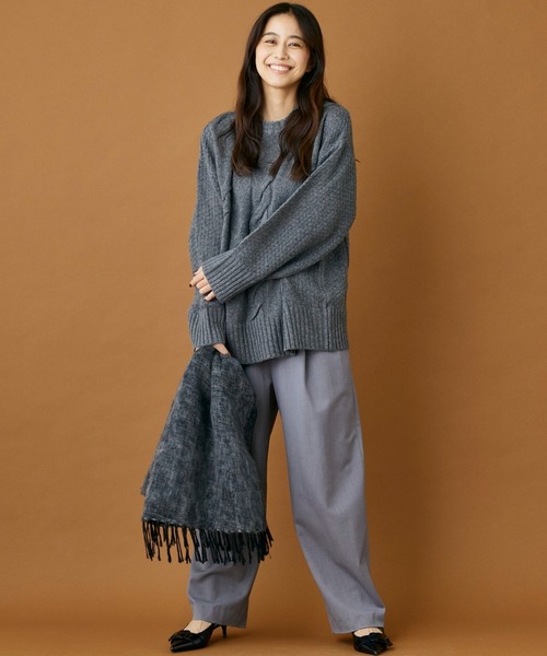 INED CLARO(イネドクラロ)の「ケーブルニットプルオーバー(ニット/セーター・レディース・グリーン/レッド/チャコールグレー・フリー)」の6枚目の写真