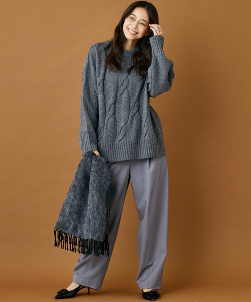 INED CLARO(イネドクラロ)の「ケーブルニットプルオーバー(ニット/セーター・レディース・グリーン/レッド/チャコールグレー・フリー)」の7枚目の写真