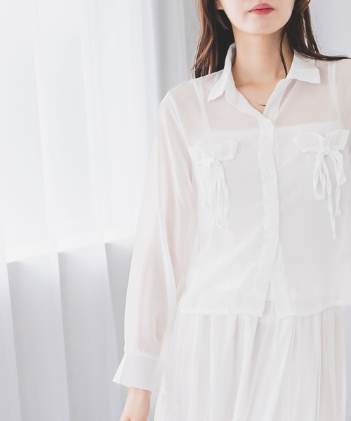 madrepadre(マドレパドレ)の「リボンシアーシャツブラウス(シャツ/ブラウス・レディース・ホワイト・MEDIUM/LARGE)」の8枚目の写真