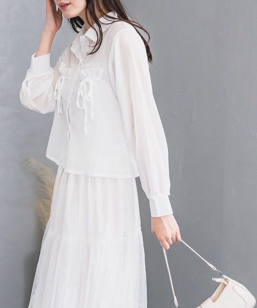 madrepadre(マドレパドレ)の「リボンシアーシャツブラウス(シャツ/ブラウス・レディース・ホワイト・MEDIUM/LARGE)」の11枚目の写真