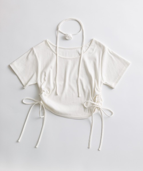 OLIVE des OLIVE（オリーブデオリーブ）の「バラチョーカー付きTシャツ 1041060900（Tシャツ/カットソー・レディース・オフホワイト/サックスブルー/レッド/ブラック・FREE）」の14枚目の写真