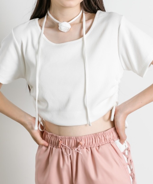 OLIVE des OLIVE（オリーブデオリーブ）の「バラチョーカー付きTシャツ 1041060900（Tシャツ/カットソー・レディース・オフホワイト/サックスブルー/レッド/ブラック・FREE）」の11枚目の写真