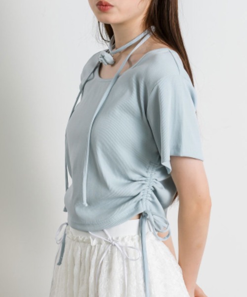 OLIVE des OLIVE（オリーブデオリーブ）の「バラチョーカー付きTシャツ 1041060900（Tシャツ/カットソー・レディース・オフホワイト/サックスブルー/レッド/ブラック・FREE）」の7枚目の写真