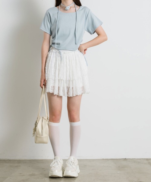 OLIVE des OLIVE（オリーブデオリーブ）の「バラチョーカー付きTシャツ 1041060900（Tシャツ/カットソー・レディース・オフホワイト/サックスブルー/レッド/ブラック・FREE）」の5枚目の写真