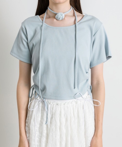 OLIVE des OLIVE（オリーブデオリーブ）の「バラチョーカー付きTシャツ 1041060900（Tシャツ/カットソー・レディース・オフホワイト/サックスブルー/レッド/ブラック・FREE）」の21枚目の写真