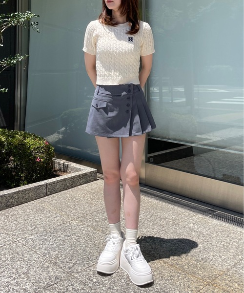 South2West8 ラップスカート　グレー　フリーサイズ O'NEIL of DUBLIN グレー プリーツスカート GB 8 オニールオブ