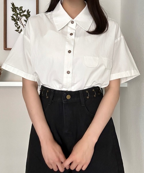 Cham.(チャム)の「デザインオーバーシャツ(シャツ/ブラウス・レディース・ベージュ/オフホワイト/ピンク・F)」の5枚目の写真