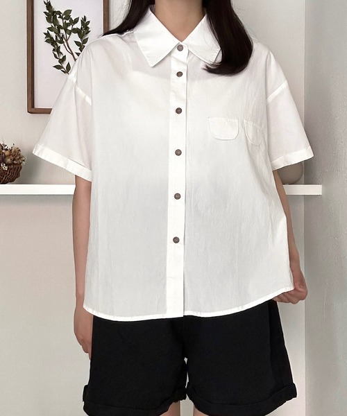 Cham.(チャム)の「デザインオーバーシャツ(シャツ/ブラウス・レディース・ベージュ/オフホワイト/ピンク・F)」の6枚目の写真