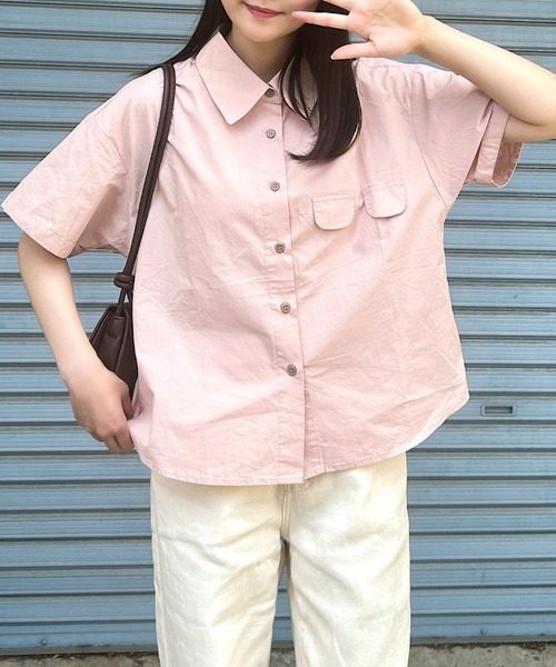 Cham.(チャム)の「デザインオーバーシャツ(シャツ/ブラウス・レディース・ベージュ/オフホワイト/ピンク・F)」の16枚目の写真