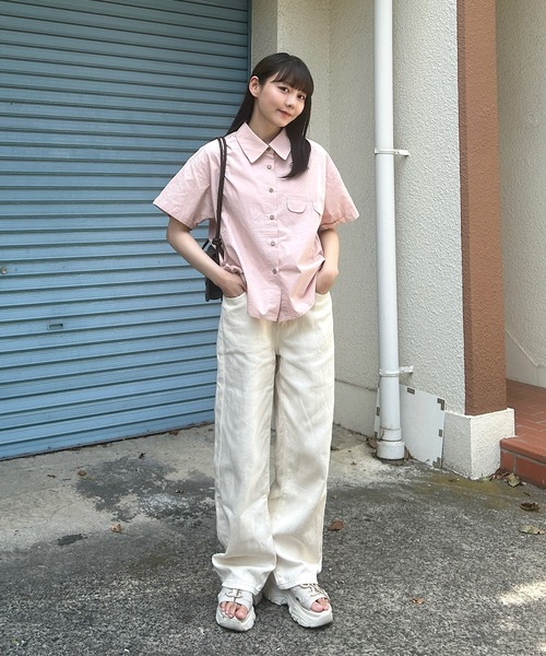 Cham.(チャム)の「デザインオーバーシャツ(シャツ/ブラウス・レディース・ベージュ/オフホワイト/ピンク・F)」の17枚目の写真