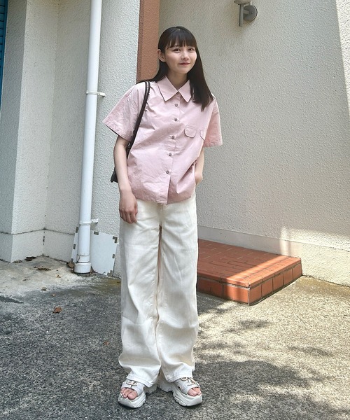 Cham.(チャム)の「デザインオーバーシャツ(シャツ/ブラウス・レディース・ベージュ/オフホワイト/ピンク・F)」の9枚目の写真