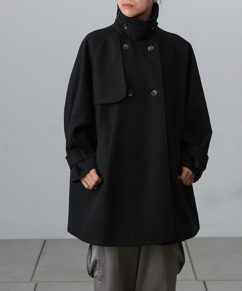 COLONY 2139(コロニートゥーワンスリーナイン)の「ラグランスリーブフレアコート(その他アウター・レディース・ブラウン/チャコールグレー/ブラック・FREE)」の4枚目の写真