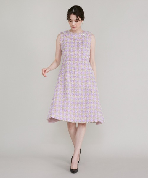 【セール】《M Maglie le cassetto》ファンシーツイードドレス Linton Tweeds（ドレス）｜Maglie le cassetto（マーリエ ル カセット）