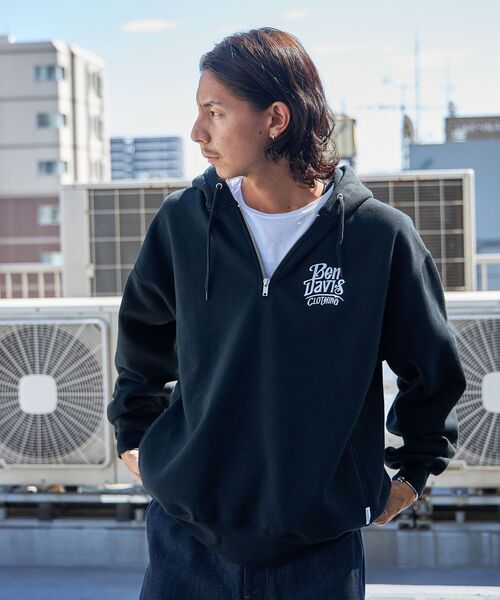 BEN DAVIS（ベンデイビス）の「【BEN DAVIS（ベンデイビス）】CLASSIC LOGO HALF ZIPPK NV / スウェット ジップ オーバーサイズ 刺繍 裏起毛（パーカー・メンズ・ブラック/ネイビー/アッシュグレー・X-LARGE/LARGE/MEDIUM）」の7枚目の写真