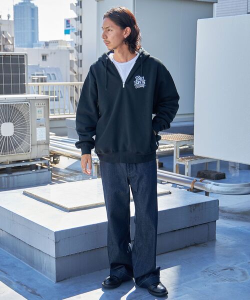 BEN DAVIS（ベンデイビス）の「【BEN DAVIS（ベンデイビス）】CLASSIC LOGO HALF ZIPPK NV / スウェット ジップ オーバーサイズ 刺繍 裏起毛（パーカー・メンズ・ブラック/ネイビー/アッシュグレー・X-LARGE/LARGE/MEDIUM）」の8枚目の写真