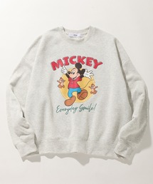 【Disney/ディズニー】ディズニーキャラクター アートワーク 裏起毛 ワイドシルエット ドロップショルダー クルーネック スウェット トレーナー