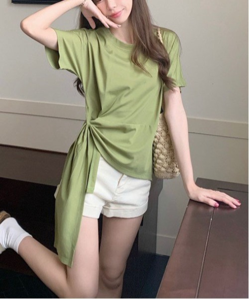 Dream garden（ドリームガーデン）の「ベルト付き プルオーバー Tシャツ（Tシャツ/カットソー・レディース・ブラック/ホワイト/グリーン・FREE）」の7枚目の写真