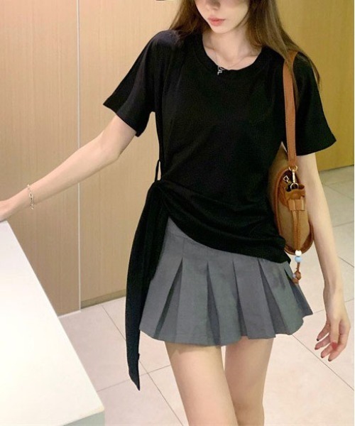 Dream garden（ドリームガーデン）の「ベルト付き プルオーバー Tシャツ（Tシャツ/カットソー・レディース・ブラック/ホワイト/グリーン・FREE）」の5枚目の写真