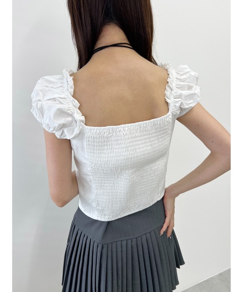 PHILLY（フィリー）の「【PHILLY】フロントリボンブラウス（シャツ/ブラウス・レディース・ホワイト/ピンク・FREE）」の5枚目の写真