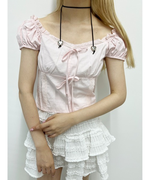 PHILLY（フィリー）の「【PHILLY】フロントリボンブラウス（シャツ/ブラウス・レディース・ホワイト/ピンク・FREE）」の22枚目の写真