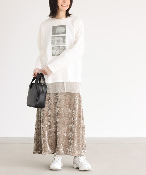 n'OrLABEL（ノアールレーベル）の「『フォトプリントロンT＆チュールプルオーバーセット』（Tシャツ/カットソー・レディース・チャコール/オフホワイト・FREE）」の5枚目の写真