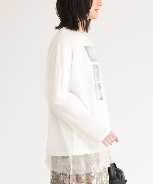 n'OrLABEL（ノアールレーベル）の「『フォトプリントロンT＆チュールプルオーバーセット』（Tシャツ/カットソー・レディース・チャコール/オフホワイト・FREE）」の4枚目の写真