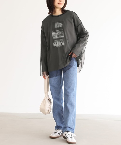n'OrLABEL（ノアールレーベル）の「『フォトプリントロンT＆チュールプルオーバーセット』（Tシャツ/カットソー・レディース・チャコール/オフホワイト・FREE）」の10枚目の写真