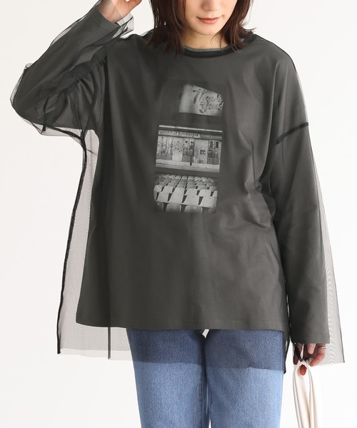 n'OrLABEL（ノアールレーベル）の「『フォトプリントロンT＆チュールプルオーバーセット』（Tシャツ/カットソー・レディース・チャコール/オフホワイト・FREE）」の9枚目の写真