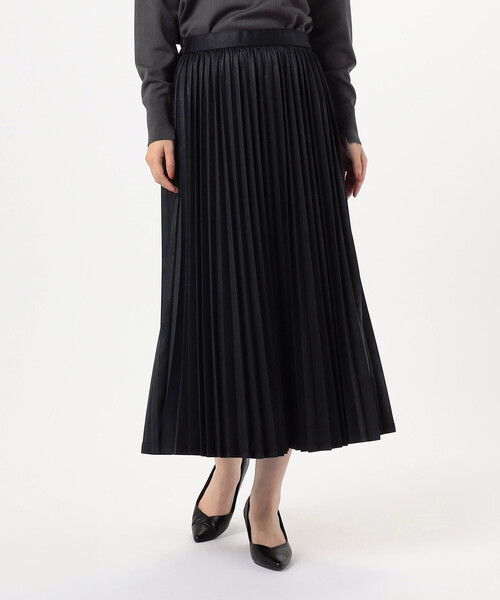 COMME CA ISM（コムサイズム）の「レザー調ジャージー　アコーディオンプリーツスカート（スカート・レディース・カーキ/ブラック/ライトグレー・LARGE/MEDIUM/SMALL）」の2枚目の写真