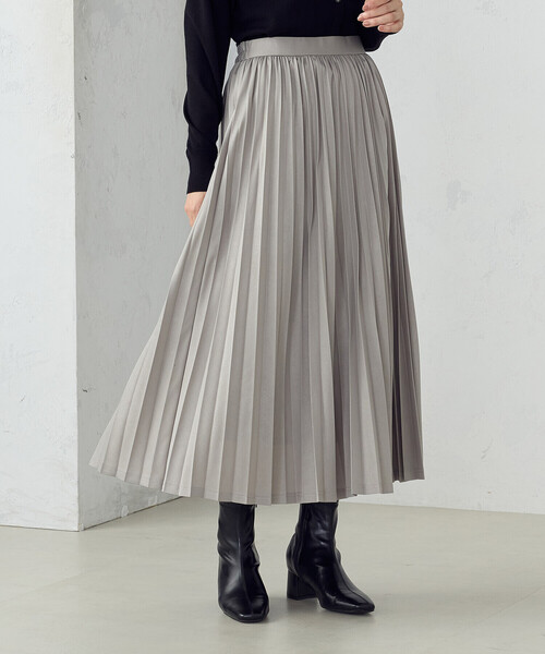 COMME CA ISM（コムサイズム）の「レザー調ジャージー　アコーディオンプリーツスカート（スカート・レディース・カーキ/ブラック/ライトグレー・LARGE/MEDIUM/SMALL）」の7枚目の写真