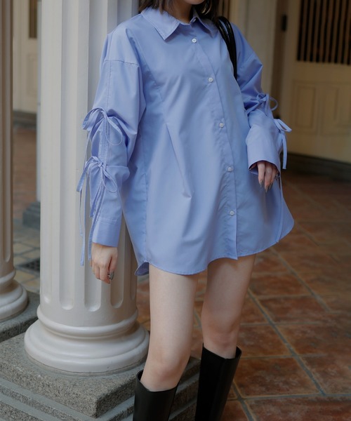 Mili affinity（ミリアフィニティー）の「ブロードリボンオーバーサイズブラウスシャツ（シャツ/ブラウス・レディース・ブラック/オフホワイト/ブルー/イエロー/ピンク・FREE）」の19枚目の写真