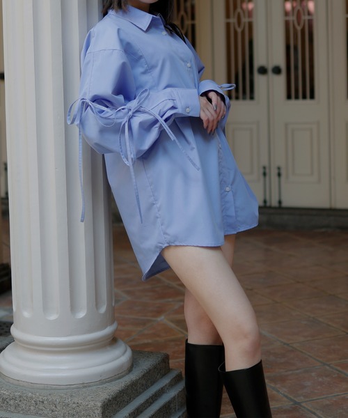 Mili affinity（ミリアフィニティー）の「ブロードリボンオーバーサイズブラウスシャツ（シャツ/ブラウス・レディース・ブラック/オフホワイト/ブルー/イエロー/ピンク・FREE）」の18枚目の写真