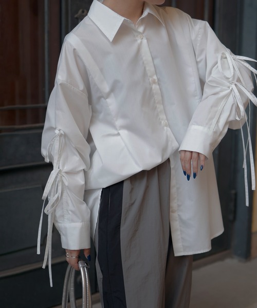 Mili affinity（ミリアフィニティー）の「ブロードリボンオーバーサイズブラウスシャツ（シャツ/ブラウス・レディース・ブラック/オフホワイト/ブルー/イエロー/ピンク・FREE）」の14枚目の写真