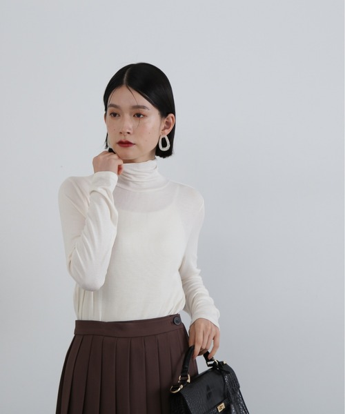 N.（N. Natural Beauty Basic）（エヌエヌナチュラルビューティーベーシック）の「◆◇ハイネックシアーインナー（Tシャツ/カットソー・レディース・ブラック/オフホワイト/グレー/ピンク・MEDIUM）」の7枚目の写真