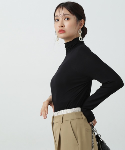 N.（N. Natural Beauty Basic）（エヌエヌナチュラルビューティーベーシック）の「◆◇ハイネックシアーインナー（Tシャツ/カットソー・レディース・ブラック/オフホワイト/グレー/ピンク・MEDIUM）」の13枚目の写真