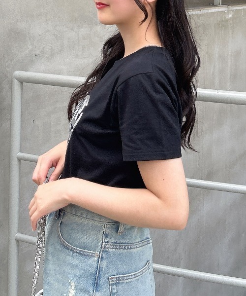 INGNI（イング）の「メタルハートロゴショートTシャツ（Tシャツ/カットソー・レディース・オフホワイト/ライトブルー/ブラック・M）」の12枚目の写真