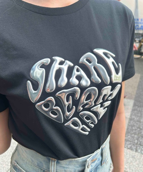 INGNI（イング）の「メタルハートロゴショートTシャツ（Tシャツ/カットソー・レディース・オフホワイト/ライトブルー/ブラック・M）」の14枚目の写真